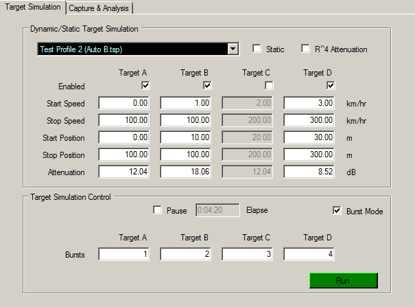 Dynamic and Static Target Simulation