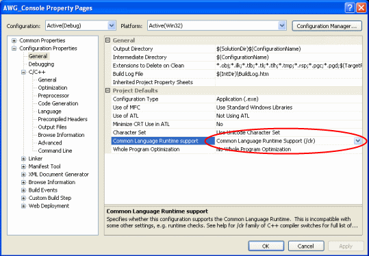 check that CLR support is selected