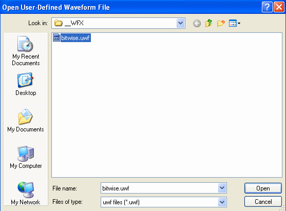 Open User Defined Waveform File Dialog Box